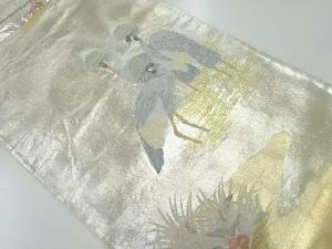 アンティーク　鶴模様織出し袋帯（材料）